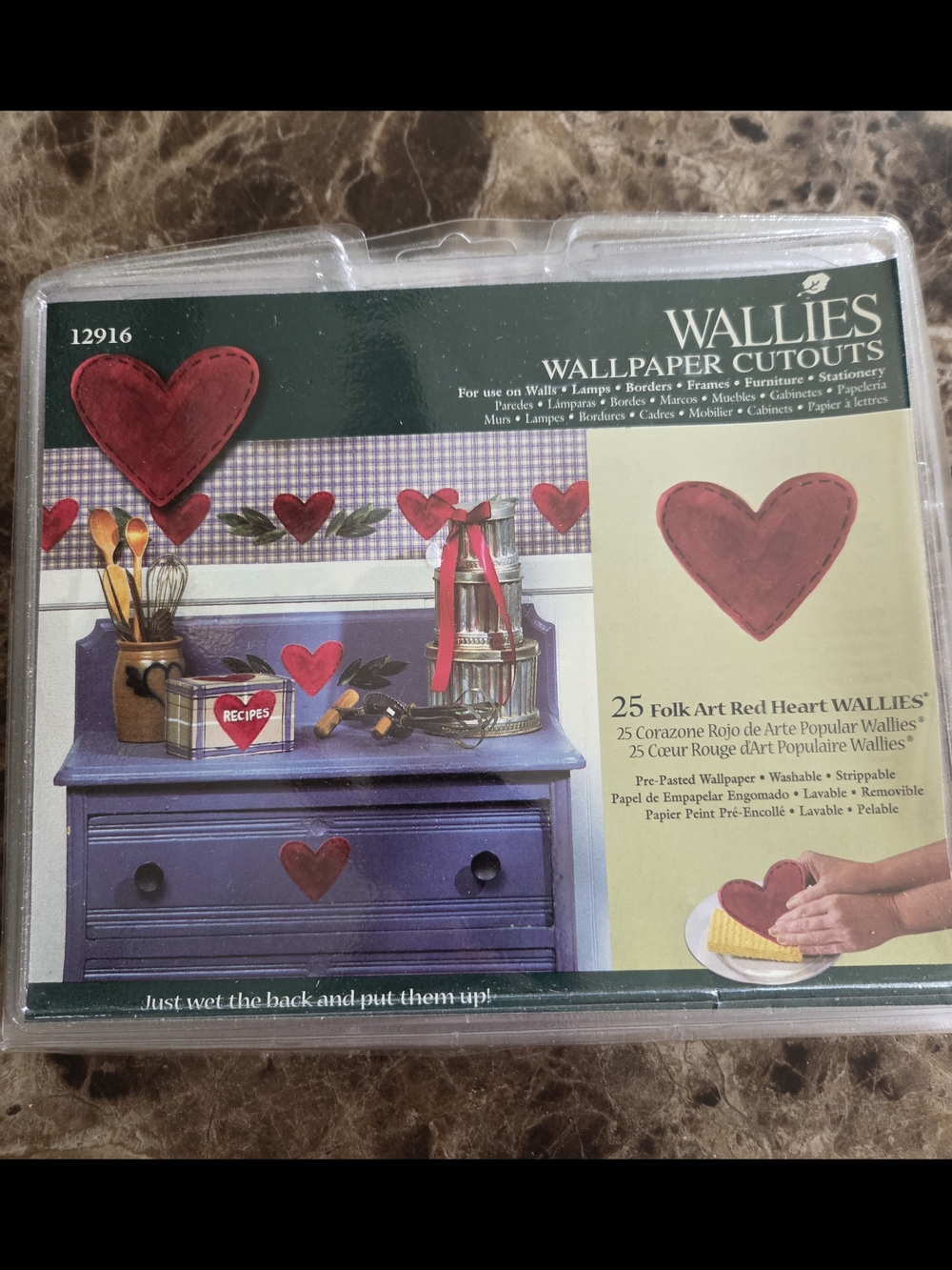 Vintage Wallies Folk Art Heart Wallpaper Cutouts